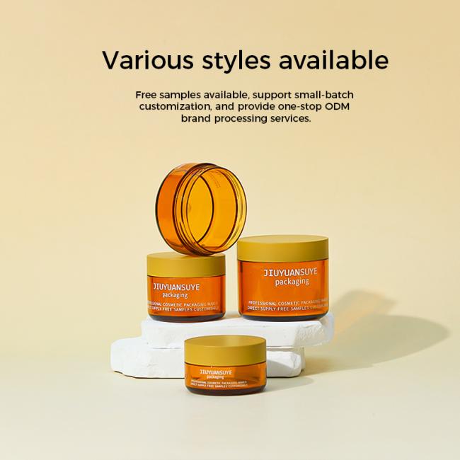 Amber Cosmetic Cream Jars with Matte Lids, Customizable Sizes