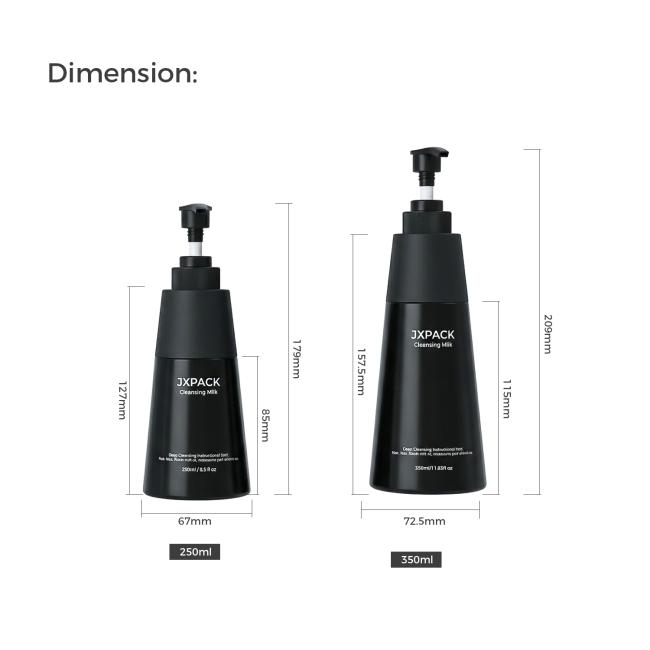 Black and White PET Cosmetic Bottle with Custom Logo Printing
