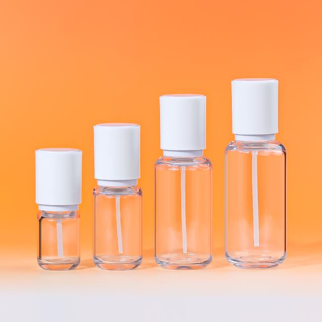Size comparison of PETG cosmetic bottles from 20ml to 100ml