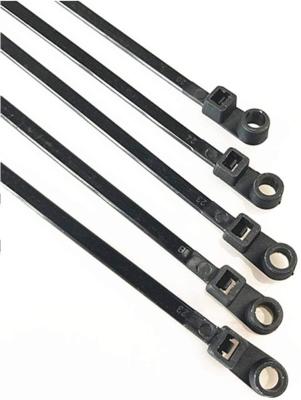 China 11 Inch Screw Hole Zip Ties Strong Black Nylon Cable Ties Indoor Outdoor Rated for sale