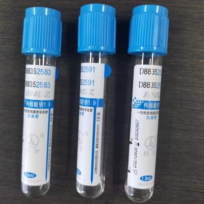 Chine Light Blue Sodium Citrate Blood Collection Tube With Glass - 13 X 75 Mm à vendre