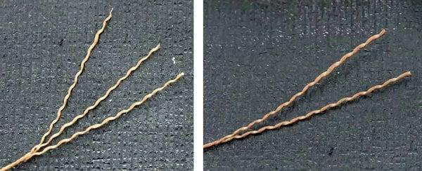 Synthetic-tire-cord layer close-up