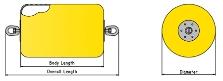 Cylindrical utility buoys specifications diagram
