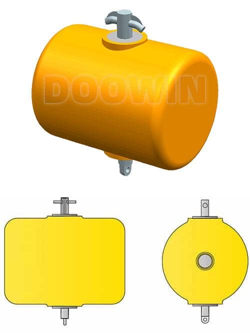 Barrel mooring buoys with handling crucifix