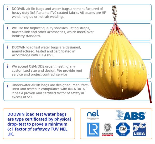 DOOWIN Proof Load Testing Water Bag in use