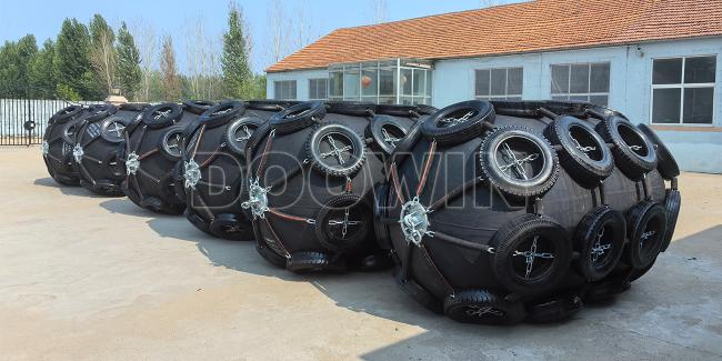 Yokohama Type Pneumatic Rubber Fenders in operation