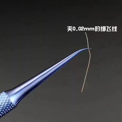 China precision titanium alloy fly line fingerprint tweezers for phone copper wire repair clip jumper line 0.02 mm for sale