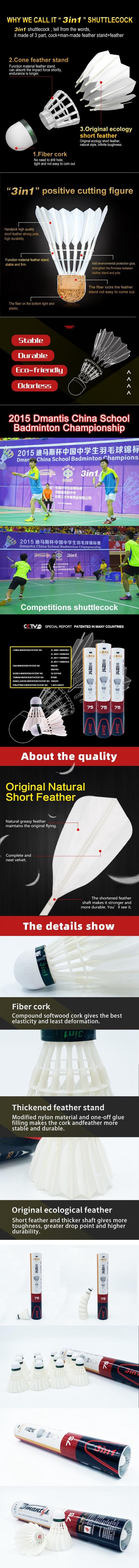 Dmantis 75 Hybrid Badminton Shuttlecock 3in1 Patent Product Factory