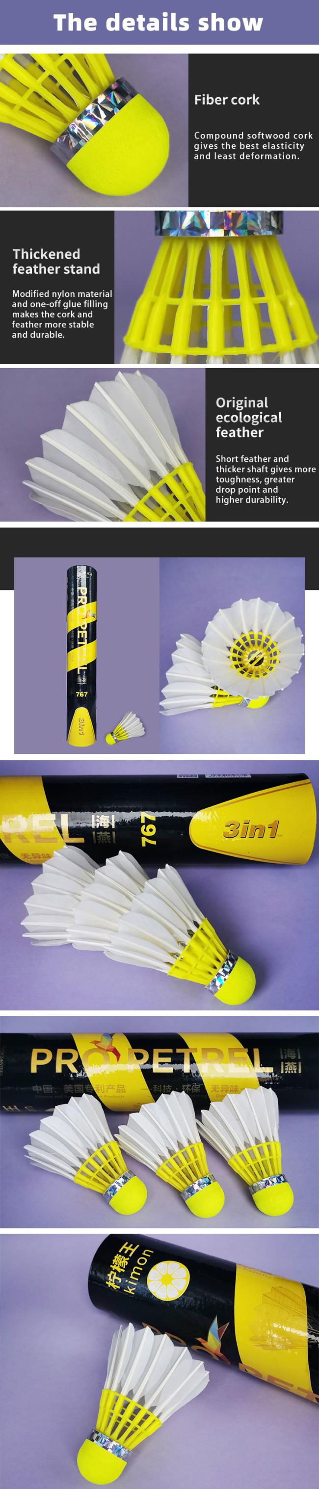 Durable Stable Hybrid Shuttlecocks Training China Cheap Feather 3in1 Products