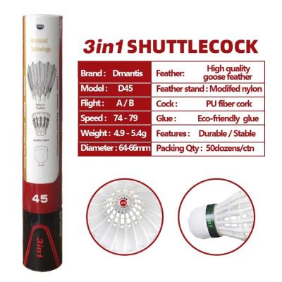 China Hybrid 3 In 1 Shuttlecock Goose Feather Durable Badminton for sale