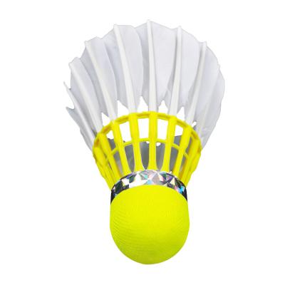 China 3 In 1 Goose Badminton Cork Feather Yellow Badminton Shuttlecock For Training for sale