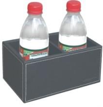 China PU Leather Hotel Guestroom Water Bottle Holder With 2 Slots for sale