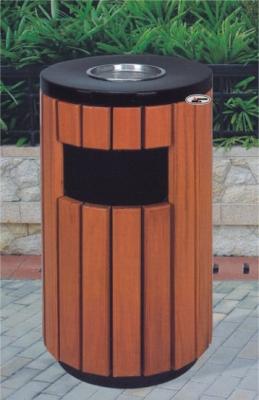 China Camphor Wood Steel Garbage Bin Dia 400*H755mm with ashtray top lid for sale