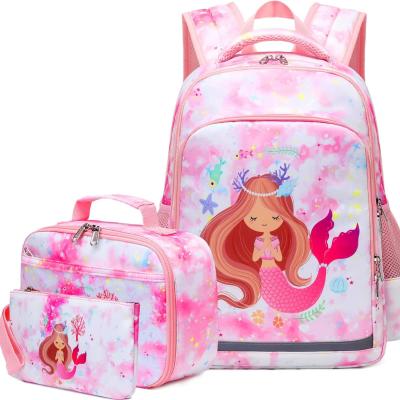China Polyester Kids School Backpack Mermaid School Bag Three Pieces Set for sale
