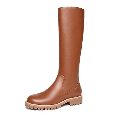 China Deluxe High End Leather Knee High Length Fur Boots Customized Ladies Shoe Leather Boots for sale