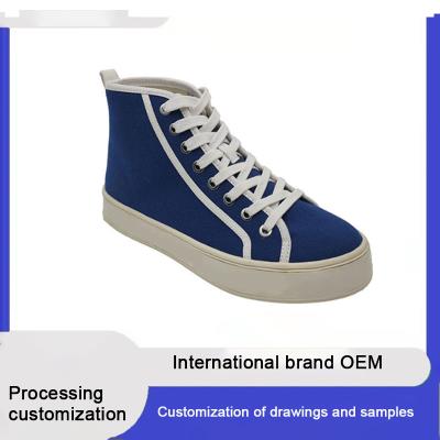 China New Fashion Style Unisex Brand Custom Casual Lace-up Flats High-top Shoes in Canvas for sale