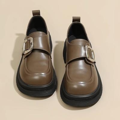 China Middle heel Girl School Mary Jane Leather Shoes Two Layer Cowhide for sale