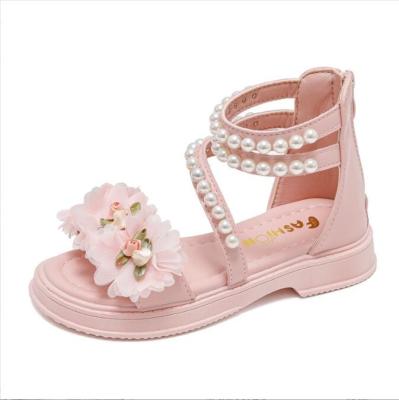 China Girl'S Sandals Cute Princess Soft Sole Flower Open Toe Sandals Beach Shoes for sale