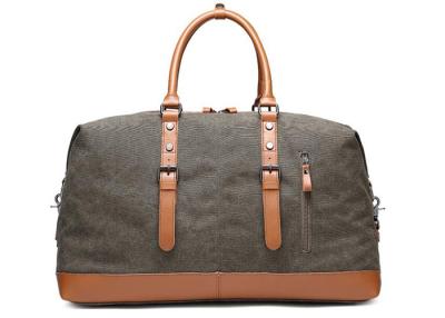 China Casual Canvas Carry On Duffel Bags PU Leather Trim Light Weight for sale
