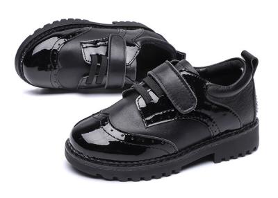 China Durable Black Leather Kids Shoes Flat Casual Kids School Uniform Shoes for sale