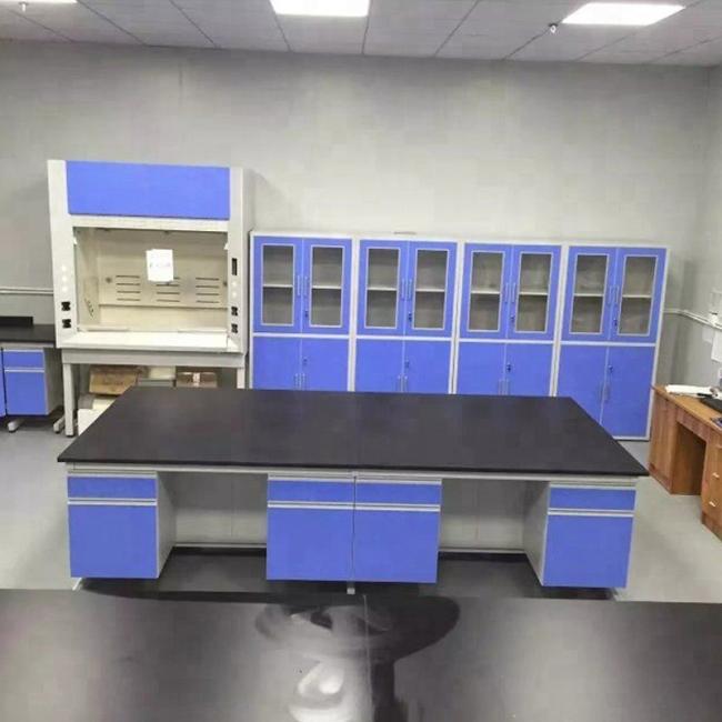 Acid Resistance Chemistry Physical PP Metal Wooden Sink Central Side Lab Bench for Hospital School with Reagent Shelves