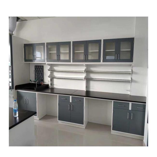 Chemistry Physics Biology Laboratory Chemical Resistance Steel Wooden Wall Bench Side Bench for School Hospital