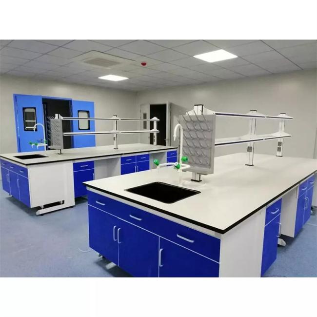 Biology Chemistry Physics Laboratory Chemical Resistance Stainless Steel Laboratory Sink Work Bench with Reagent Rack for School Hospital