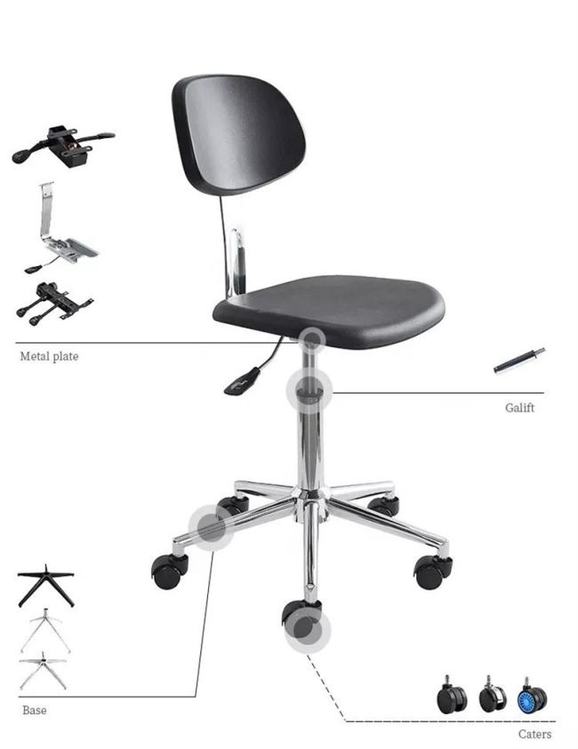 Cleanroom Conductive Leather Adjustable PU Swivel Anti-Static Clinic Dental Hospital Laboratory Stool