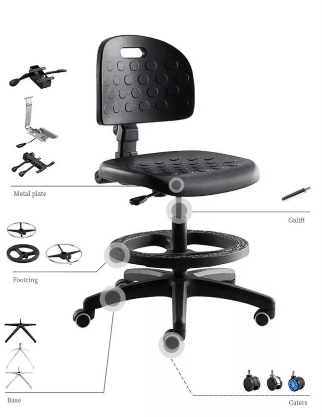 Cleanroom Conductive Leather Adjustable PU Swivel Anti-Static Clinic Dental Hospital Laboratory Stool