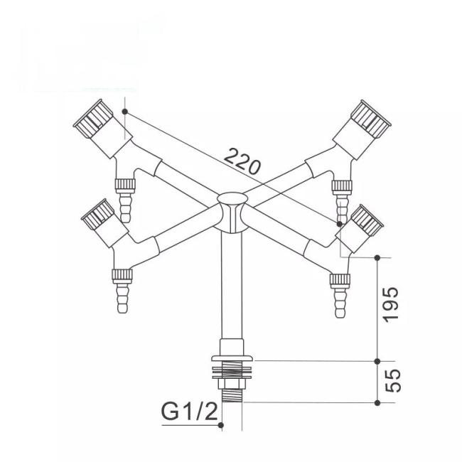 Chemical Resistant CE Certified PP PVDF PPR Laboratory Furniture Quadruple Outlet Lab Faucet
