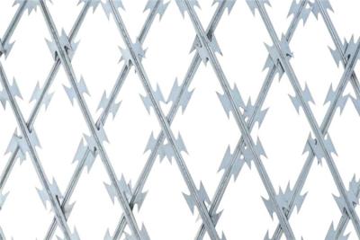 China Silver Low Carbon Steel Razor Wire Fence Mesh Aperture 75X150mm 10X300mm for sale