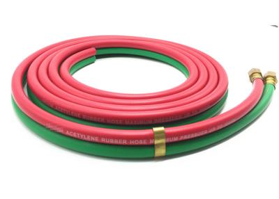 China Grade R Red & Green 1/4'' x 25ft Rubber Twin Hose for Oxygen - Acetylene for sale