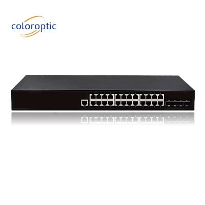 China 24 Port Fast Ethernet Poe Switches Plug And Play 10/100/1000M(POE) 4*10GE SFP Ports for sale