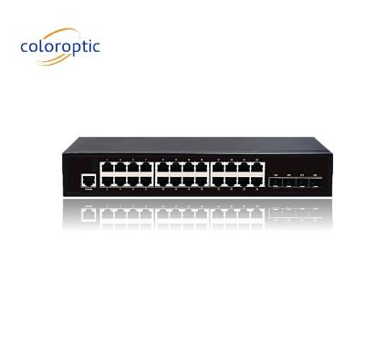 China 3 capas 24 puertos Interruptor de red central 10/100/1000M 4*GE SFP Ethernet Uplink en venta