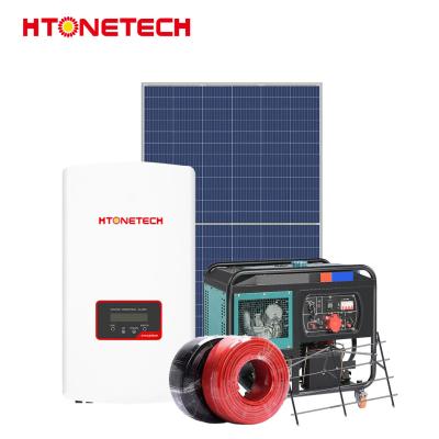 China Sistema híbrido eólico PV de fase única Paneles solares Mono 550W 10Kva Generador diesel en venta