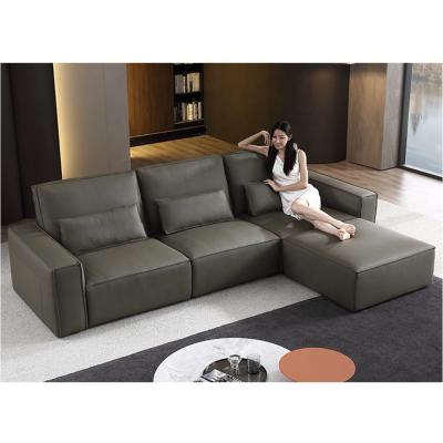 Chine Modern simple high back beancurd block sofa landing square Italian minimalist size full real leather sofa à vendre