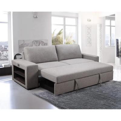 Chine New design Modern living room furniture Ambient base light book shelf and Pull out bed function sofa set hot selling à vendre