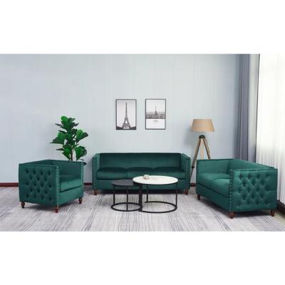 China Italian 3+2+1 furniture modern couches living room furniture tufted green velvet furnisher sofa set velvet couch for sale