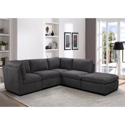 China Durable Dark Grey Luxury Fabric 3 Seats Sectional Sofa For Bedroom Office Furniture for sale