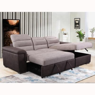 China Hot sale living room sofa set Modern design corner sofa L shape sectional sleeper sofa with storage Custom folding bed zu verkaufen
