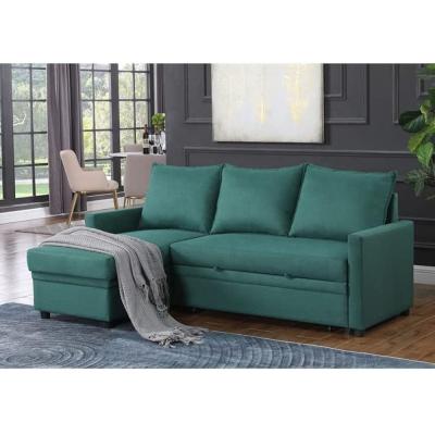 China French Style Modern Simple sofa bed OEM Cheap Price Corner sofa set for Living room Green Color Linen Fabric sleeper sof à venda