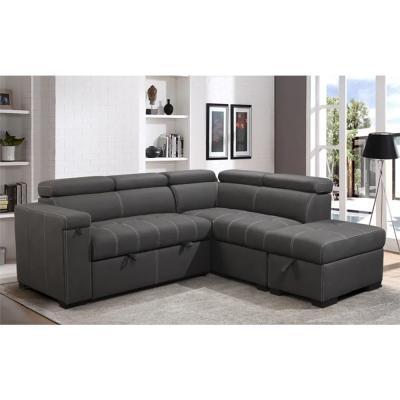 China Large KD headrest USB loveseat ottoman with storage fake leather living room furniture sofa set couch sofas bed for vill à venda