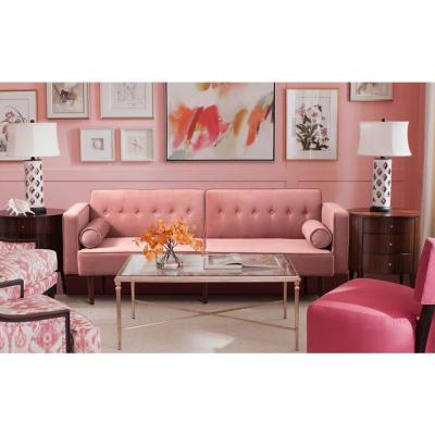 China Top grade phone storageRetractable pocket fabric sofa pink girl small house sofa bed for living room for sale