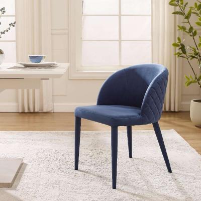 China Breathable Blue Upholstered Dining Chair Luxury With Metal Legs for sale