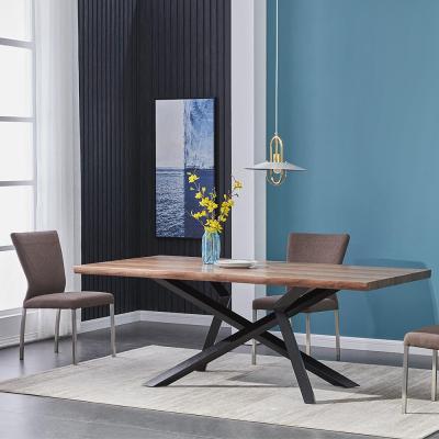 China HighQuality Modern Metal Frame Solid Wood Design Living Room Furniture DiningTable for sale