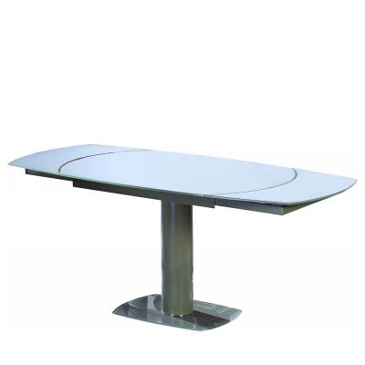 China Extended Durable Glass Steel Dining Table Multifunctional With Glass Top for sale