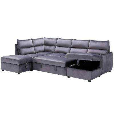 China 19900 Living Room Sofa Furniture With Storage Bed Tufted Futon Bed, Grey Sofa Bed for sale