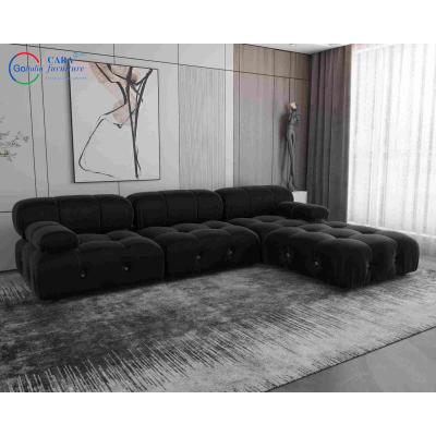 China High-End Resistant Dirt Black Comfort Living Room Furniture Modular Luxury L Shape Sectional Sofa for sale