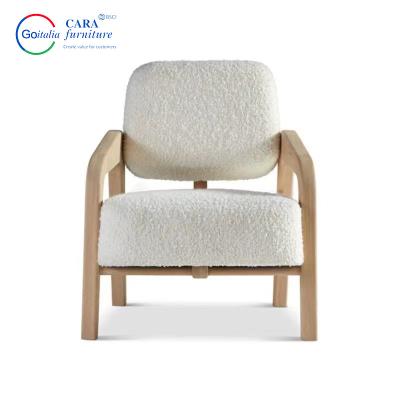 中国 Wholesale Berber Fleece Fabric Elastic Seat Solid Wood Arm White Modern Minimalist Living Room Chairs 販売のため