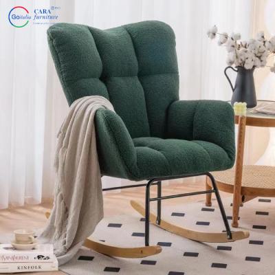 China Hot Selling Durable Metal Wood Leg Luxury Fabric Armchairs Modern Furniture Living Room Rocking Chair for sale